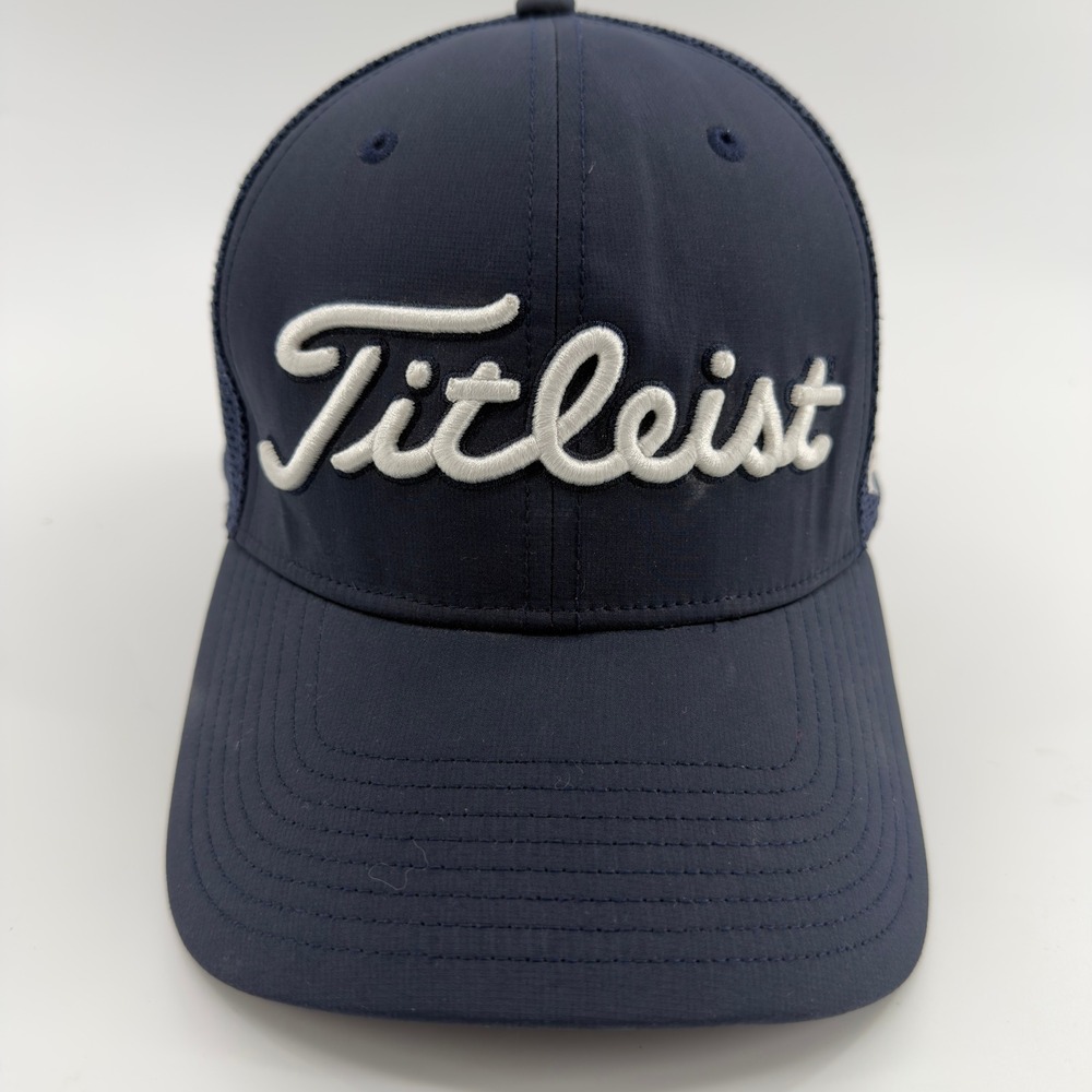 Titleist Mens Navy Blue Mesh Snapback Golf Hat FJ Pro V1 Trucker Cap